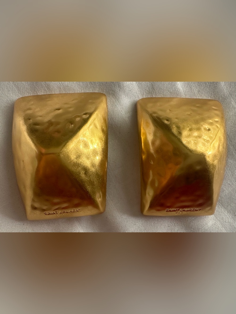 ✨Saint Laurent Gold Geometric Sculptural Clip-on Earrings